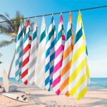 200gsm Suede Woman Printed Beach Towel Pink Striped Beach Towel