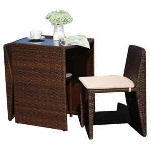 Quality 3Pcs Rattan Patio Dining Table And Chairs Leisure Patio Furniture Set Outdoor Garden wholesale