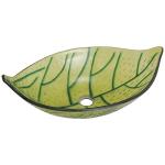 565mm Length Countertop Wash Basin Green Leaf 365mm Width Hot Melted Hand