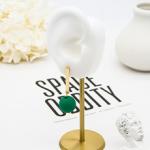 Stainless Steel Fashion Jewelry Earrings Green ball Clip On Stud Earrings