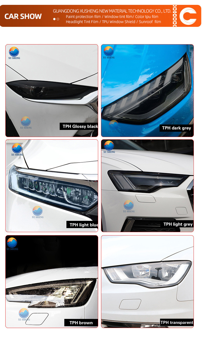Self Healing Anti Scratch Head Lamp Decoration Sand Proof Vlt 30% Photochromatic Smoke Tpu Headlight Film