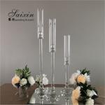 Saixin Wholesale luxury 3 pieces single crystal candle holders for wedding decor