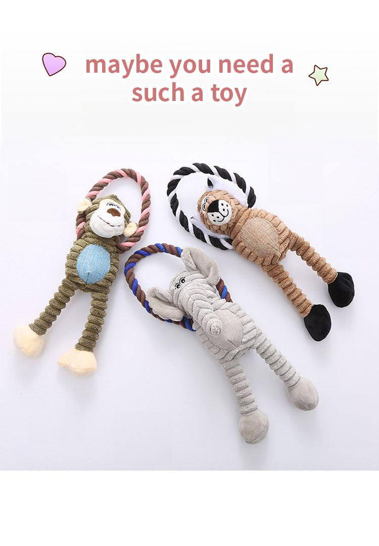 Monkey Shape Indestructible Plush Dog Toys Soft Dog Toys For Heavy Chewers