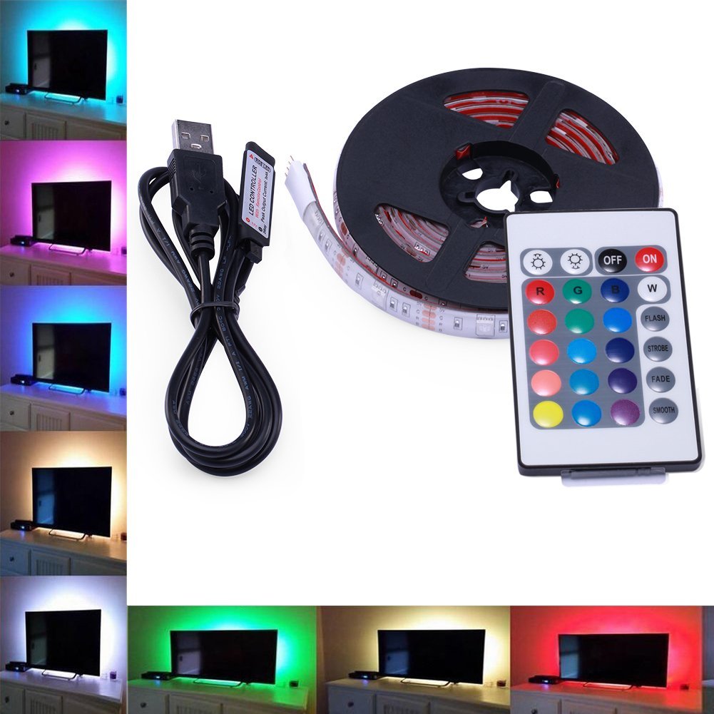 USB TV Backlight RGB Flexible LED Strip Lights DC 5V SMD 5050 60 LEDs Per Meter