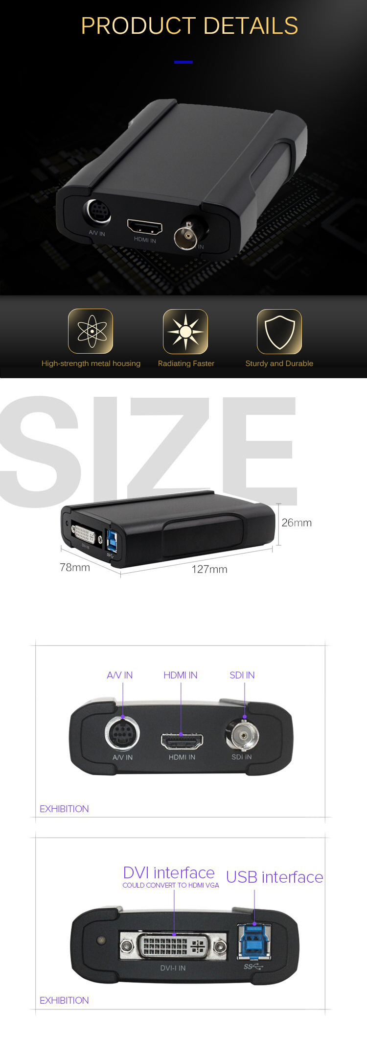 1920x1080P60 Live Streaming HDM1 Game Capture Device High Performance