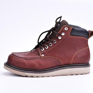 Quality Horse Leather Mens Brown Leather Work Boots Euro 39-45 Construction Work Shoes wholesale