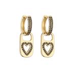 OEM Rainbow Heart Gold Pendant CZ Gold Plated Hoop Earrings