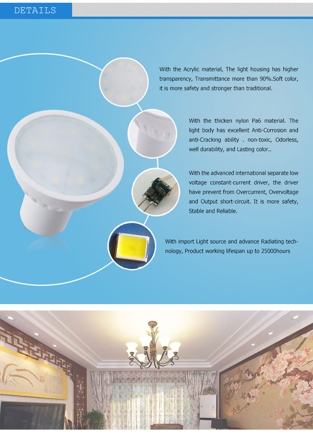 LED gu10 5w spotlight SMD 2835 led lamp factory