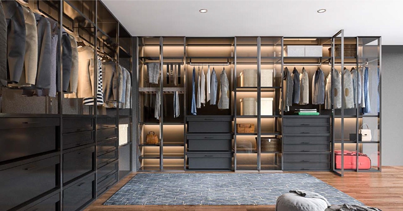 Hotel Bedroom Black Wardrobe Cabinet with 2D/3D and Modern Design Option