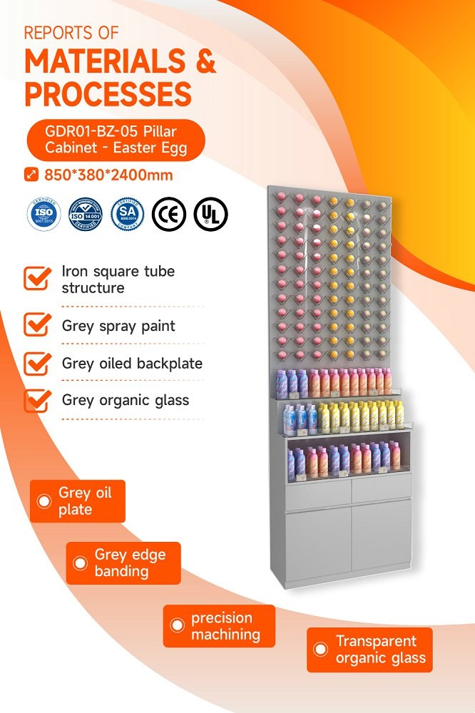 GDR01-BZ-05 Retail Display Pillar with Grey Pillar and 3mm Acrylic for High-End Brand Showcases