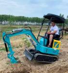 Blue mini excavator, small excavator, excavator.The new type of crawler