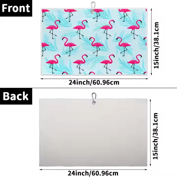 Printed Microfiber Waffle Pattern Tour Golf Club Cleaning Towel Custom logo Sublimation Waffle Golf Towel