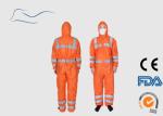 SMS Disposable Orange Overalls , Construction Use Protective Clothing Overalls