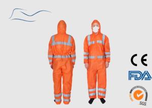 Quality Reflective Tape Disposable PPE Coveralls For Road Service 175 * 140CM wholesale
