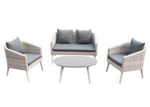 Quality 4 Pieces Beige Poly Rattan Sofa Aluminum Patio Furniture Set wholesale