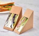 Oil Proof Tiangle Sandwich Packaging Box 330gsm Kraft Paper Food Packaging