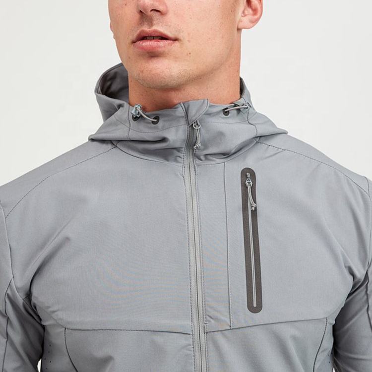 OEM custom logo brand men's streetwear outdoor sports track 100% polyester zip up windbreaker jacket for men