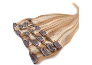 Quality Gold Clip In Natural Hair Extensions , Double Weft 100 Remy Clip In Hair Extensions wholesale