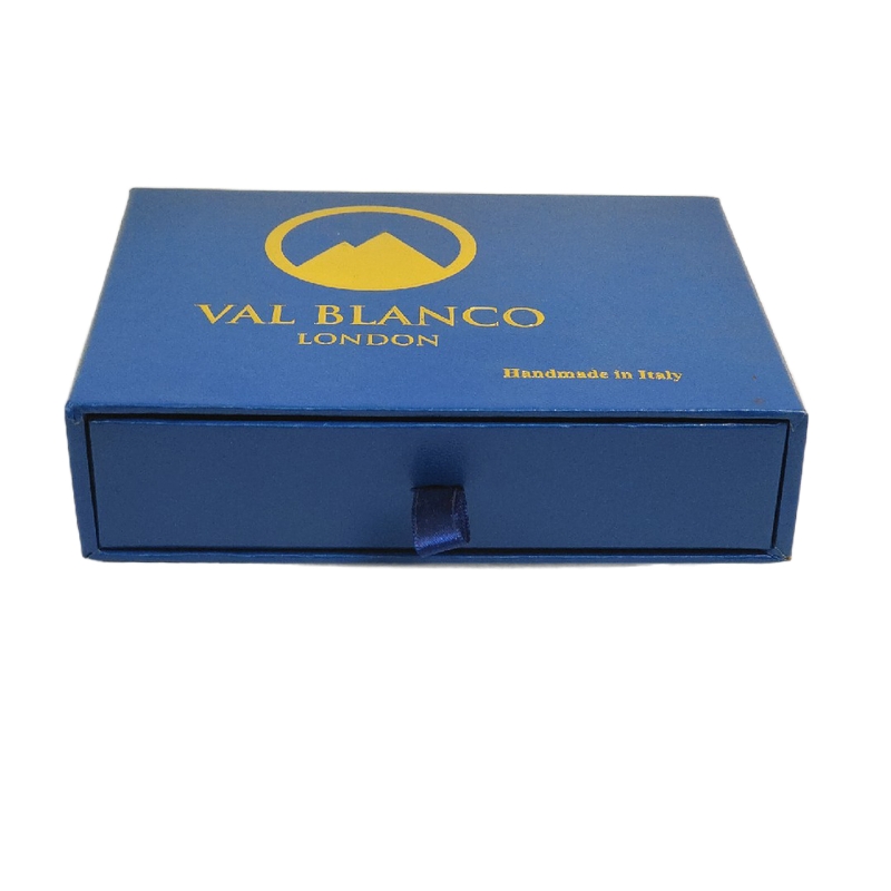 Recyclable Blue Paper Slide Open Cardboard Drawer Packaging for Elegant Skincare