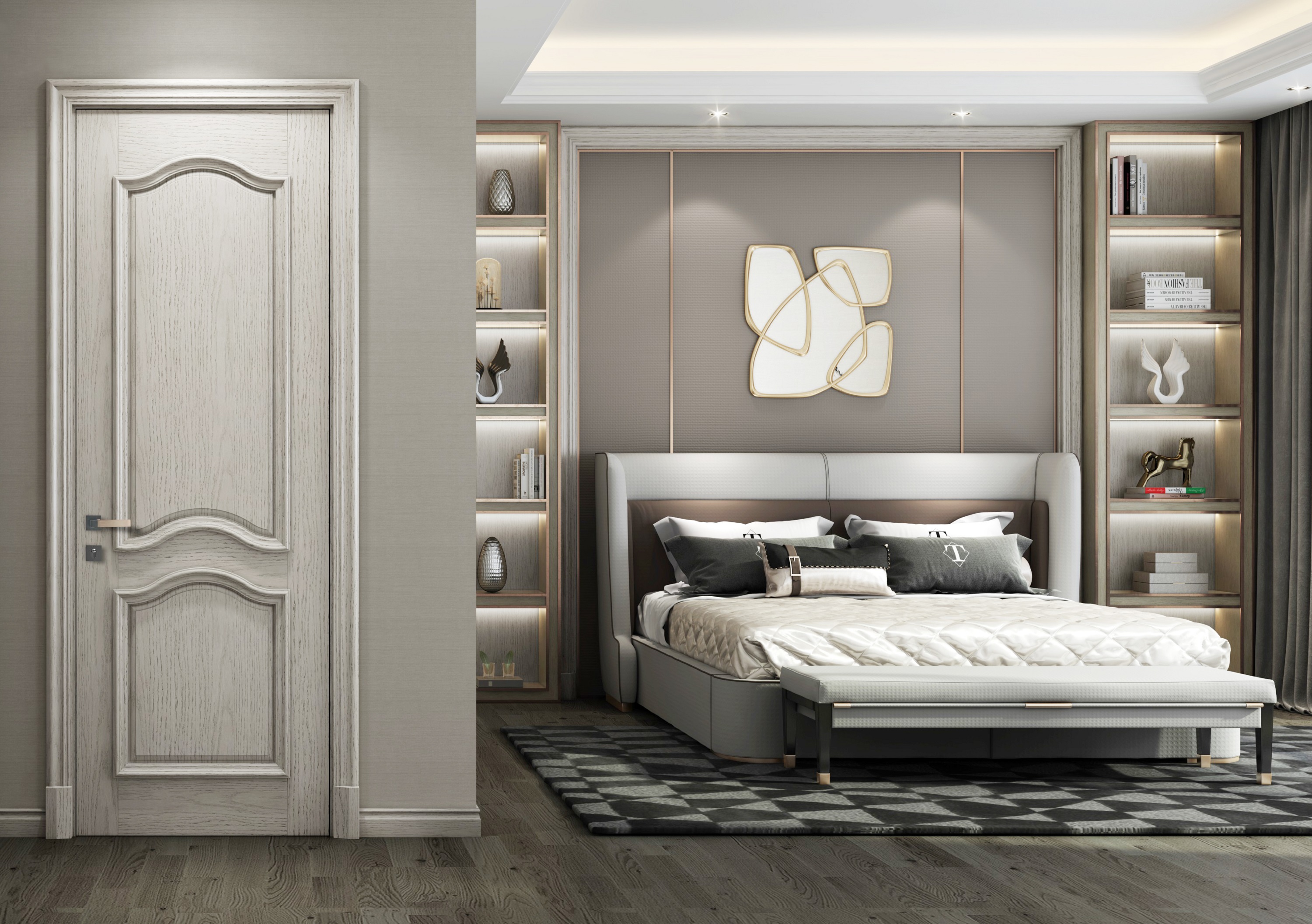 American Style Polymer Door Professional Custom Modern Design MDF Interior Room Door