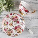Non Toxic Crisp Gorgeous Gold Rimmed Latte Bone China Tea Cups