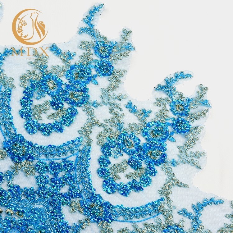 Gorgeous Clothing Blue Fashion Lace Trim Decoration 1 yard Length With Stones