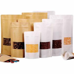 Quality Biodegradable Recycled Stand Up Pouches Brown Kraft Paper Bags wholesale