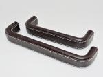 Square Arched Black Leather Furniture Handles Aluminum Cover Leather Pulls