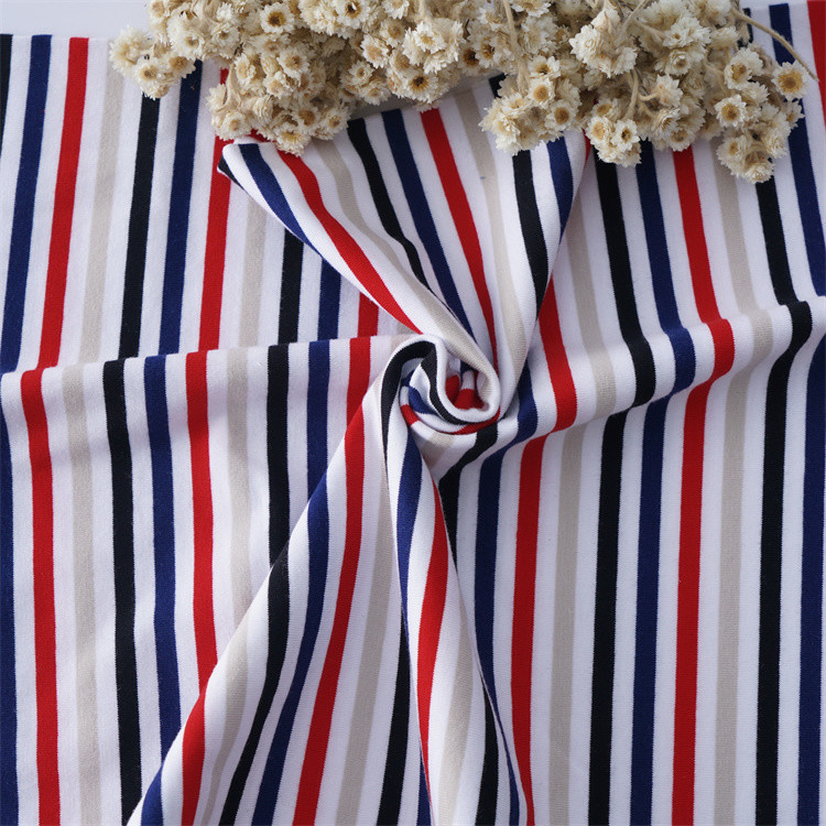 Skin-Friendly And Healthy Good Texture And Smooth Striped Knit Fabric For T-Shirt