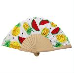 Technique Painted Wood Hand Fan Customized Design for Gift Museum Souvenir White