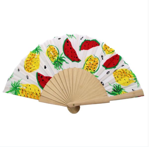 Technique Painted Wood Hand Fan Customized Design for Gift Museum Souvenir White