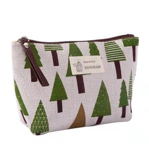 Quality Plane Printing Makeup Canvas Bag , Toiletries fabric zipper bag Cartoon Plant Pattern wholesale