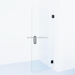 Quality QJY-HD Tempered Glass Black Adjustable Hinged Single Framleless Shower Door for Living Room wholesale