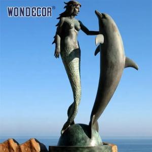 Quality Custom Outdoor Decoration Famous Life Size Bronze Mermaid Dolphins Statue wholesale