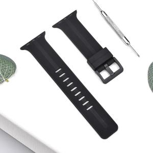 Quality 38 40mm 42 44mm Black Silicone Rubber Watch Strap Bands For Apple Watch wholesale