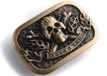 Skull Shape Design Metal Die Casting Brass Plating Zinc Alloy Belt Buckle