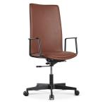 Polished Finish Classic Executive Chair Brown Leather Aluminium Armrest SGS