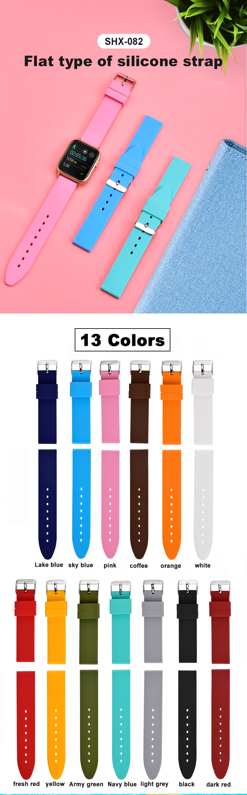 OEM Classical Quick Release Silicone Rubber Watch Strap 22mm