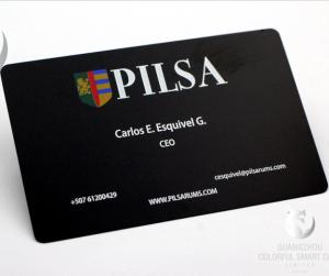 Quality High Glossy Matte Black Metal Business Cards , Black Metallic Business Cards wholesale