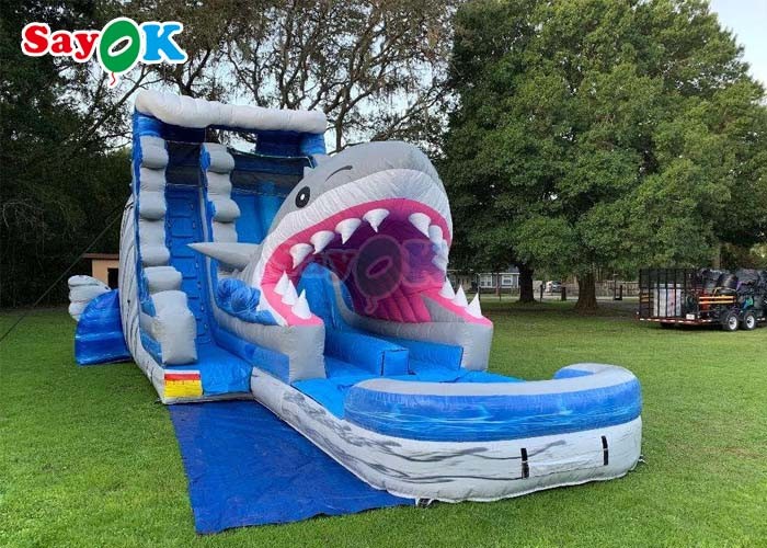 40ft Entertainment Inflatable Shark Double Slide Large Outdoor Inflatable Water Slides