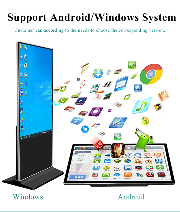 Alone Standing LCD Digital Signage Display 65 Inch 1920×1080 Resolution