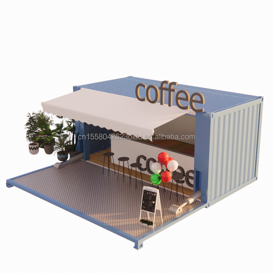 Bathroom Container Houses 20ft Foldable Luxury Prefabricated Portable Shipping Container Prefab Coffee Shop