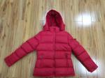 Red Ladies Hooded Padded Jackets Womens Mid Length Puffer Coat With Hood