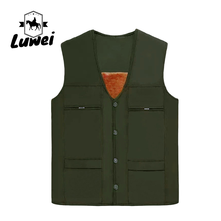 Winter China Oem Chest Bag Cargo Street Wear Warm Utility V-neck Waistcoat Knit Fitness Top Fishing Vest for Men