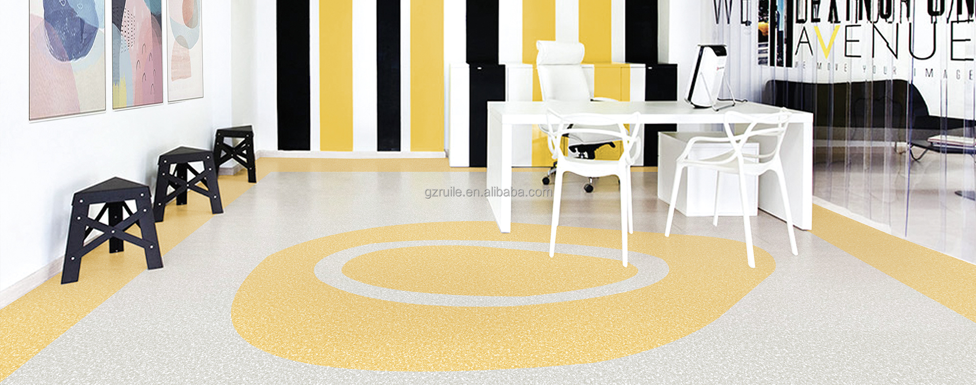 Hotel Sponge PVC Heterogeneous Vinyl Glue Down PVC Flooring 2.6mm Thickness