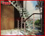 Steel Cable Stair VK65SC TreadTempered glasAluminum Baluster Glass Handrail 304