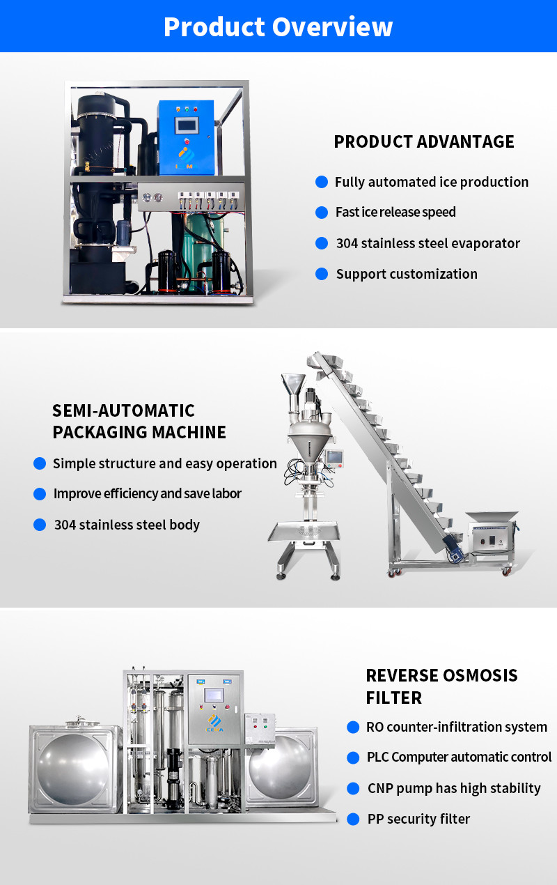 ICEMA Tube Ice Making Machine Customizable Daily Output 1T-30T Suitable For Selling Ice Bars Hotels Can Be Provided With Packaging Machine Ice Bags