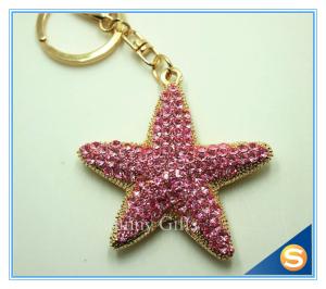 Quality Rhinestone metal Starfish Keychain Attachment Cute Metal Keychain For Women's Gift wholesale