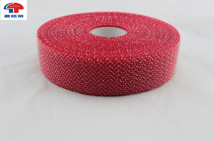 Strong Sticky Red Mushroom hook and loop fastener tape , adhesive Hook Loop Fastener