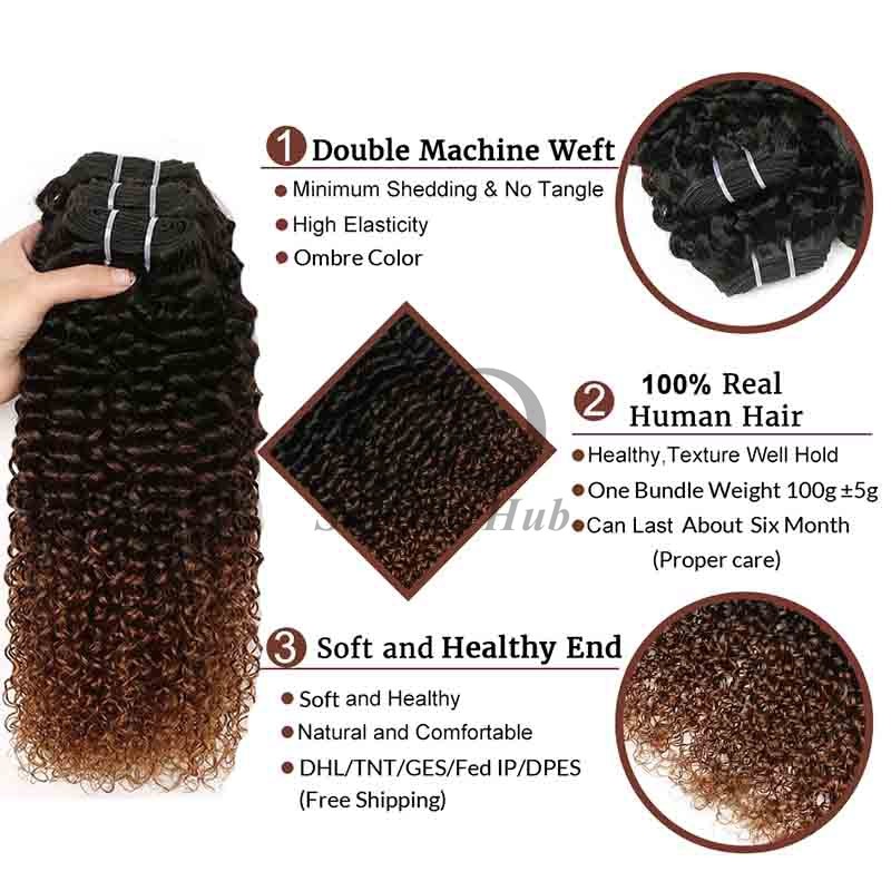 #T1B/4/30 Kinky Curly Remy Human Hair Bundles Sew In Weave Bundles Brazilian Bundle Deals